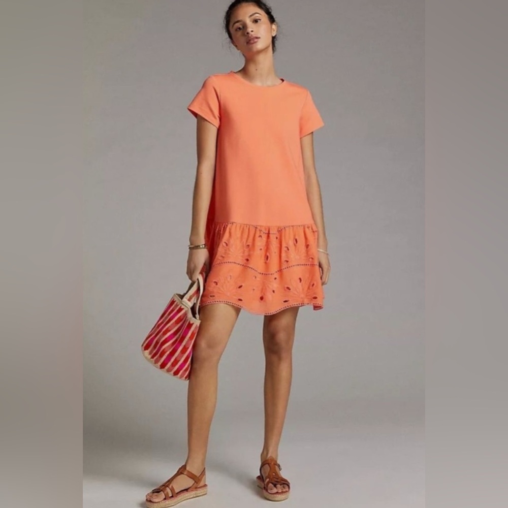 Anthropologie Maeve Coral Eyelet Hem Flounce
Relaxed Fit Dress